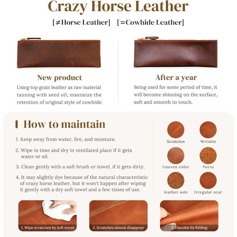 Leather Crossbody Bag for Women Medium Vintage Multi Pockets Travel Purse - Picture 8 of 8